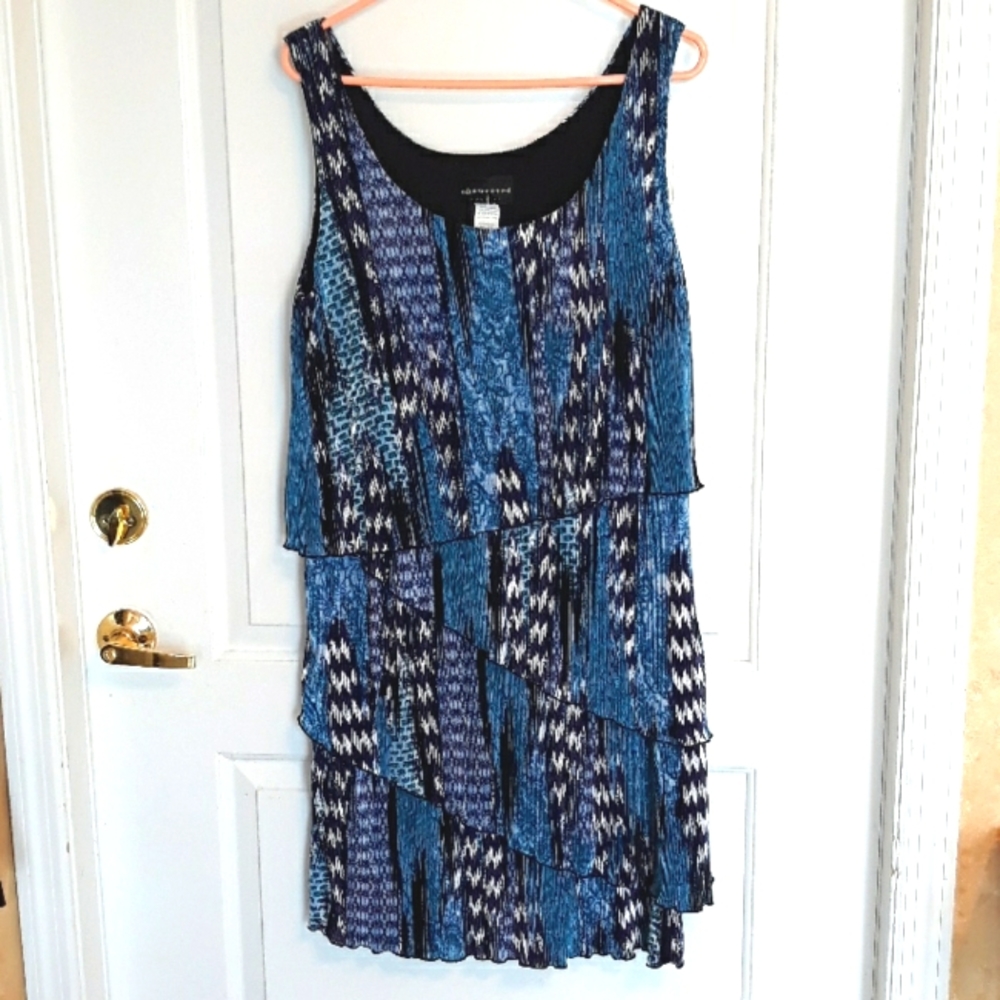 Connected Apparel Blue and Black Sleeveless Dress